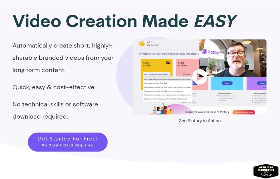 Pictory AI review image showing fast video editing and text to video creation workflow