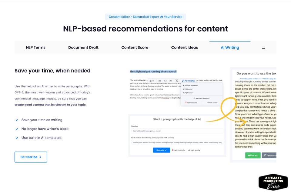 NLP Based Recommendations for Content - AI Writing