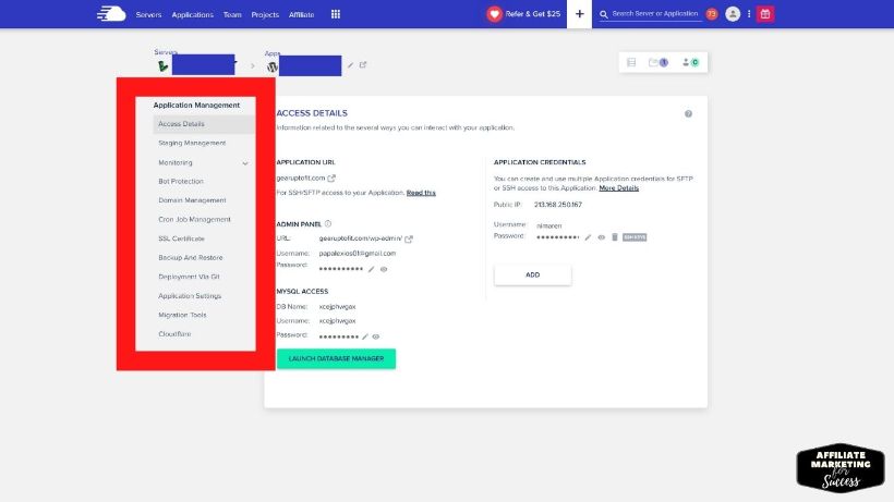 Cloudways dashboard