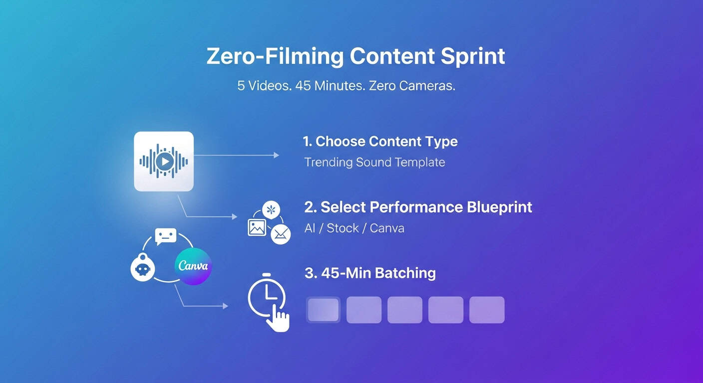 How to create short form video content without filming. Canva graphic.