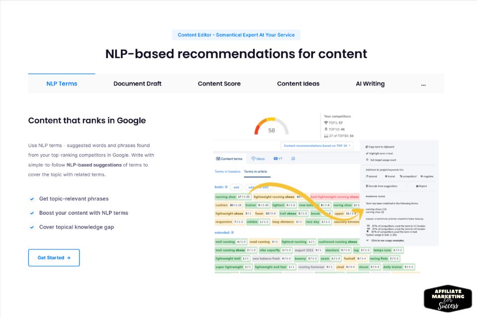 NeuronWriter content optimization screenshot for improving semantic coverage and search-intent alignment