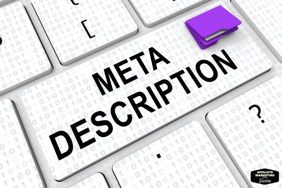 Meta description keyboard key visual for SEO snippet optimization
