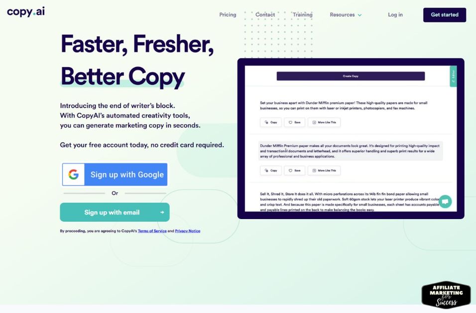 Copy.ai is a platform that uses artificial intelligence (AI) to help you improve your copywriting skills.