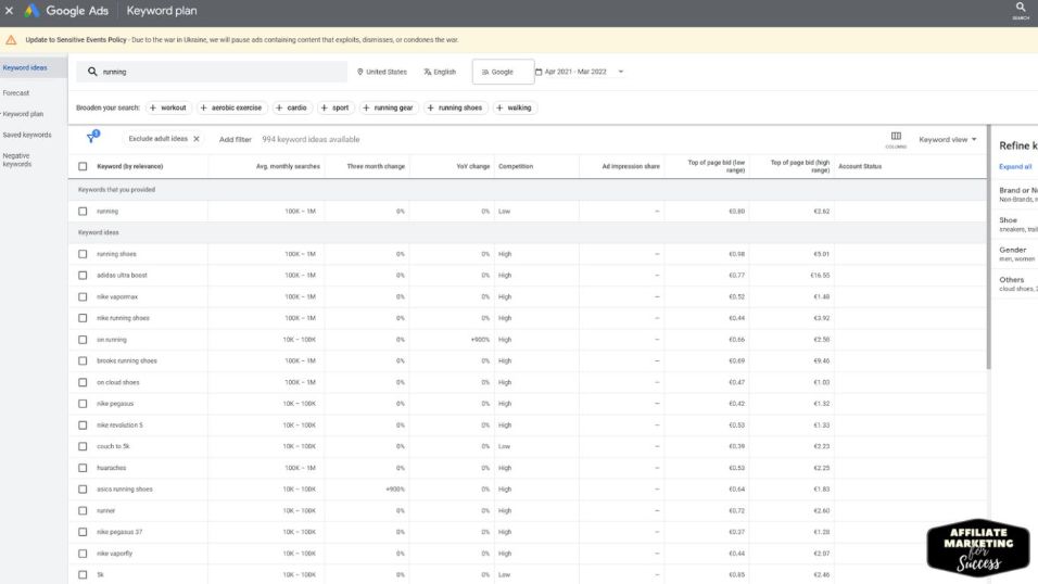 Use Keyword Planner to find the most appropriate keywords for your evergreen content