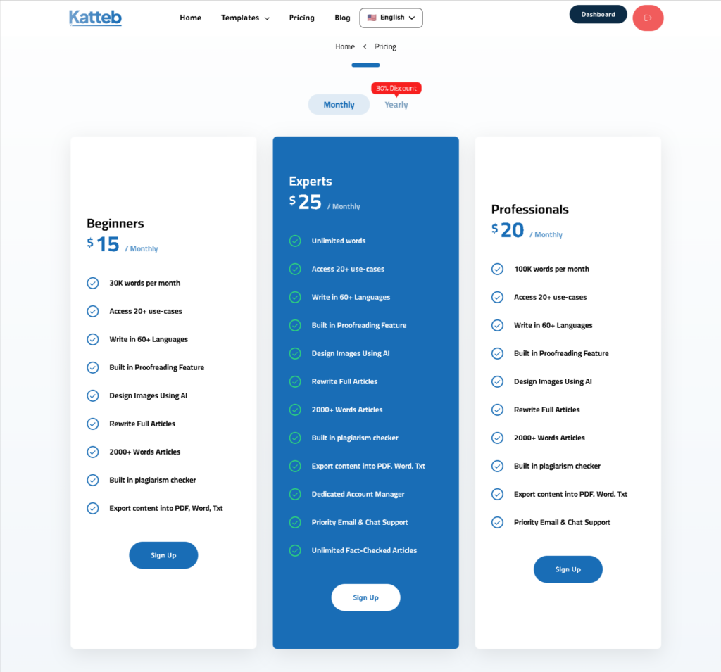 Katteb Pricing Plan: Affordable AI Content Creation Solution