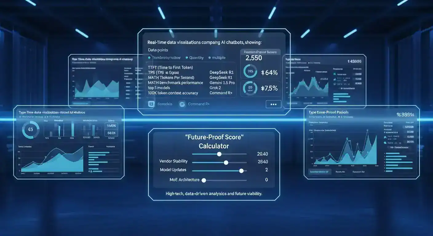 AI chatbot comparison for 2026. Charts display data, vendor stability, and &quot;future-proof&quot; scores.