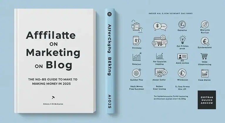Affiliate Marketing on Blog book cover. No-BS guide to making money in 2025.