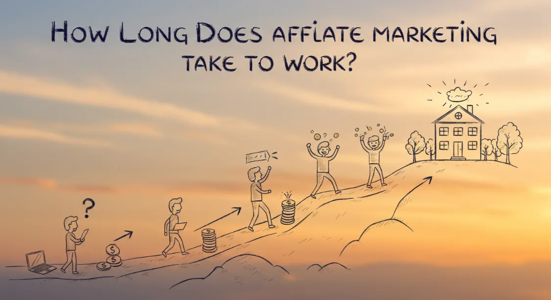 Affiliate marketing timeline to success. Path from start to goal achievement.