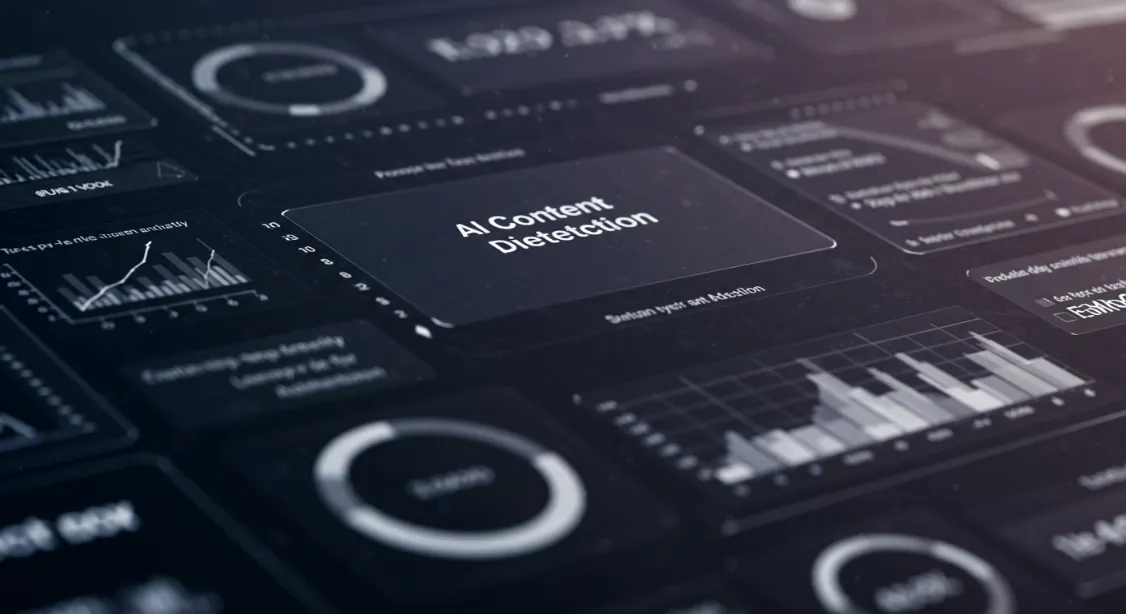 AI content detection dashboard with data charts.