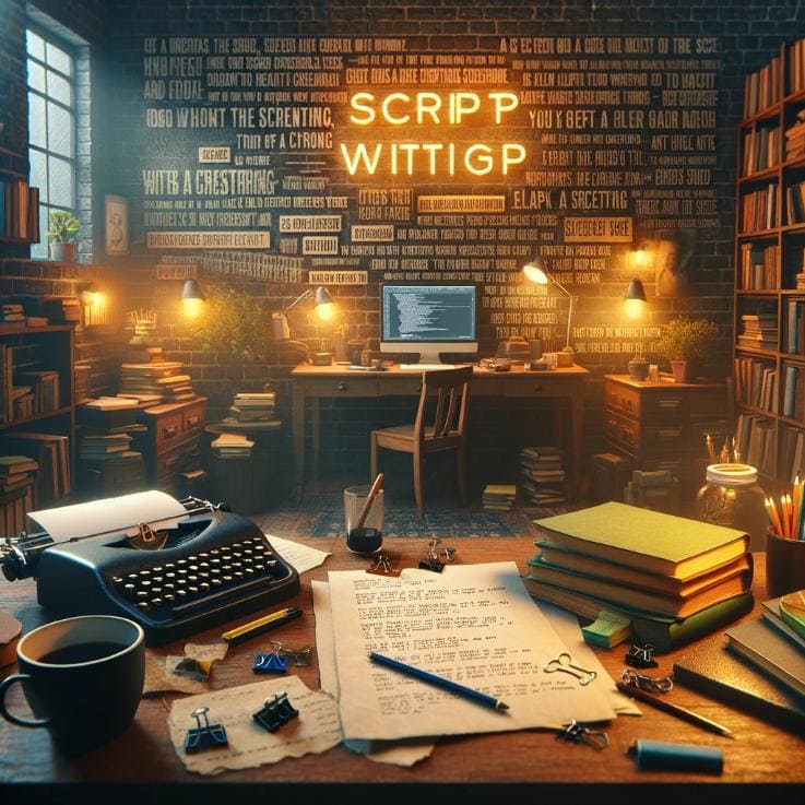 10 Reasons Why You Need A Script: The image illustrates the concept of scriptwriting in a cozy writer's study, highlighting the significance of crafting a well-written script for successful content production.