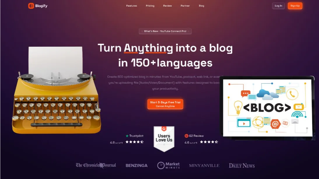 Blogify.ai Review: Turn anything into a blog