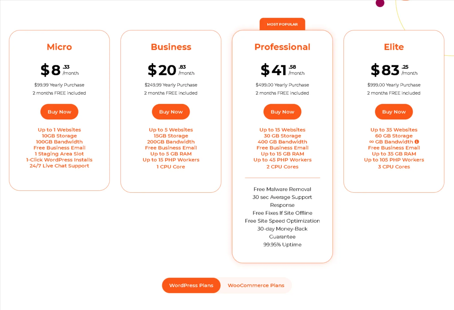 WPX Hosting Pricing Plans - WordPress