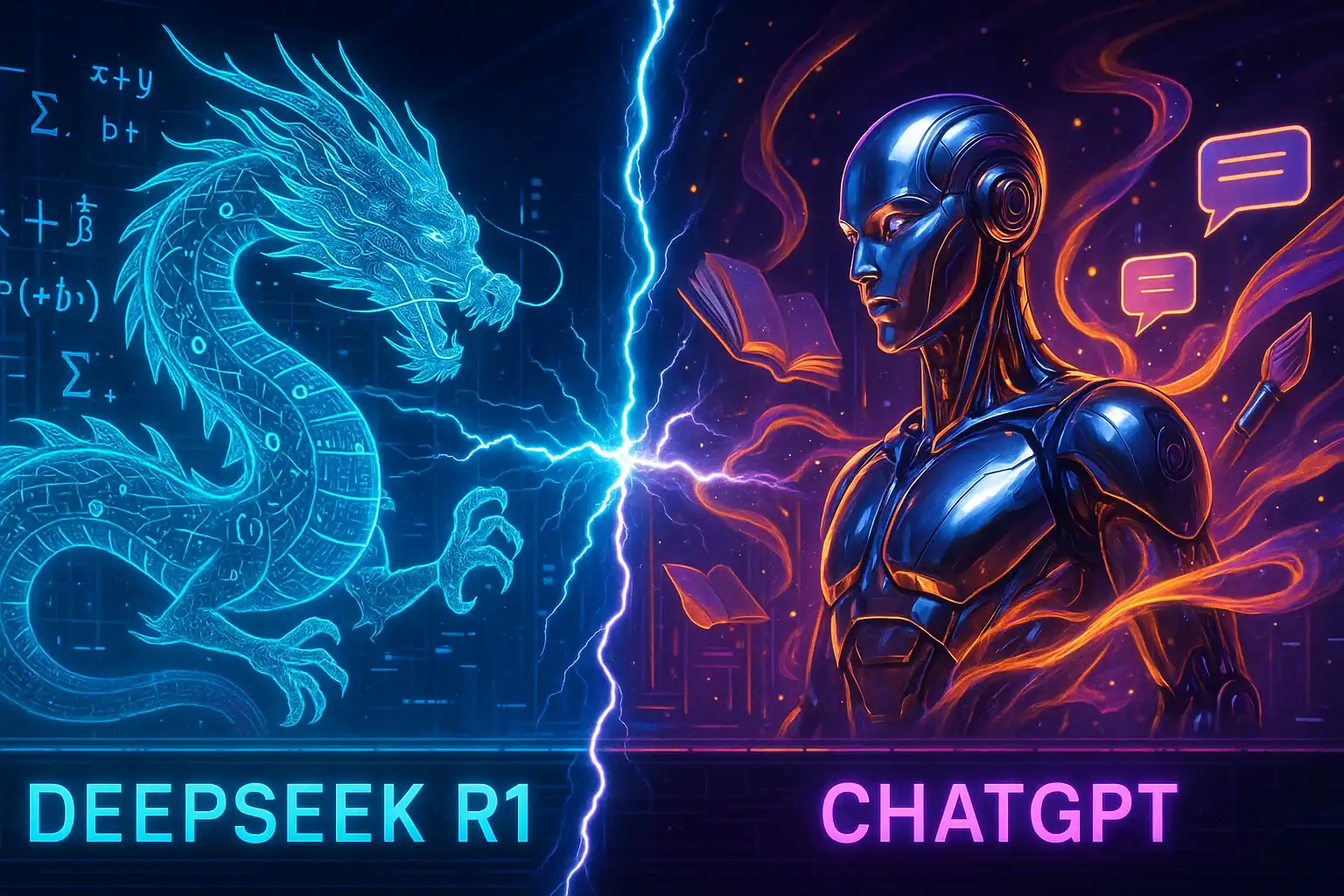DeepSeek R1 vs. ChatGPT AI model comparison. Key differences in AI writing capabilities.