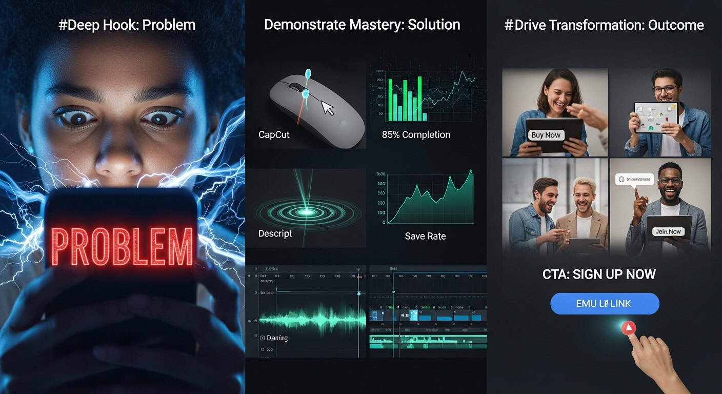 Short-form video content process: Problem, solution, outcome. Sign up now.