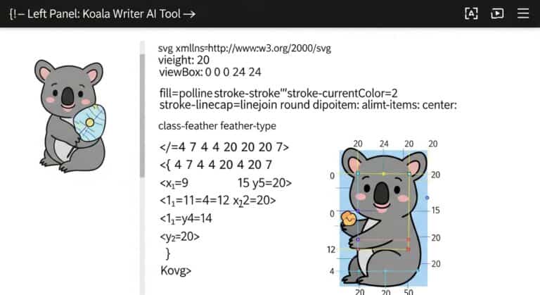 Cartoon koala holding a fan. Koala Writer AI Tool icon.