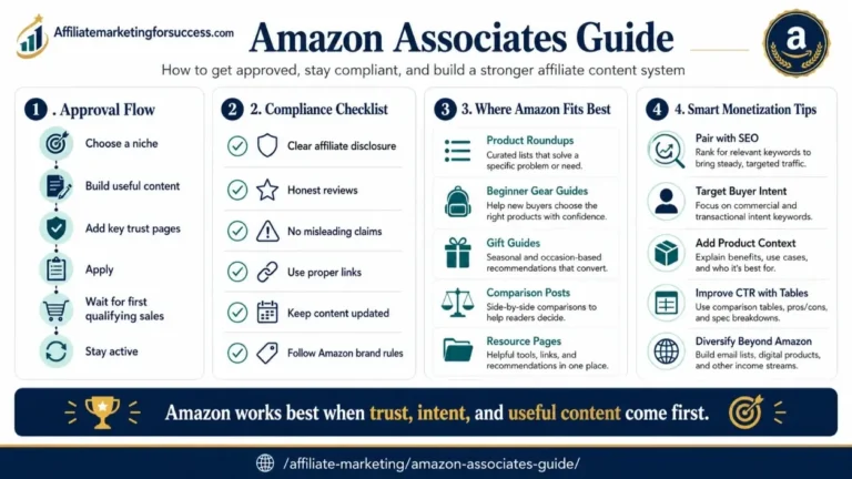 Amazon Associates Guide: Approval, Compliance, and SEO Strategy featured infographic image