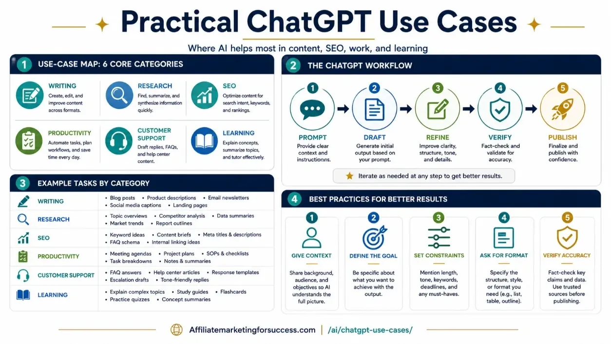 7 ChatGPT Use Cases for Affiliate Marketing: 2026 ROI Guide featured infographic image