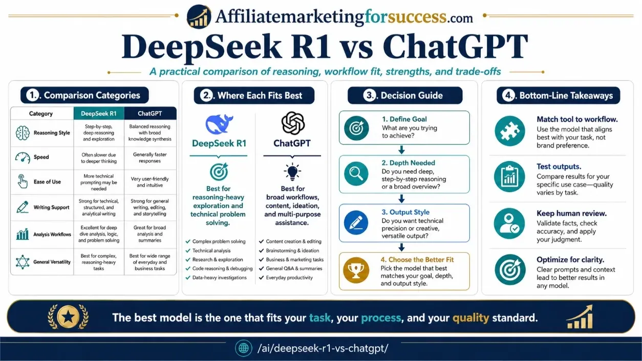 DeepSeek R1 vs ChatGPT: Which is Better for Affiliates? featured infographic image