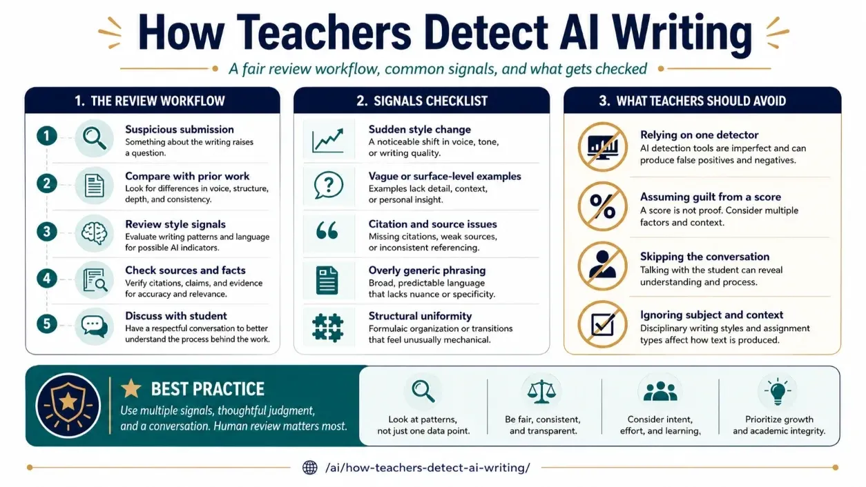How Teachers Detect AI Writing: 11 Practical Methods (2025) featured infographic image