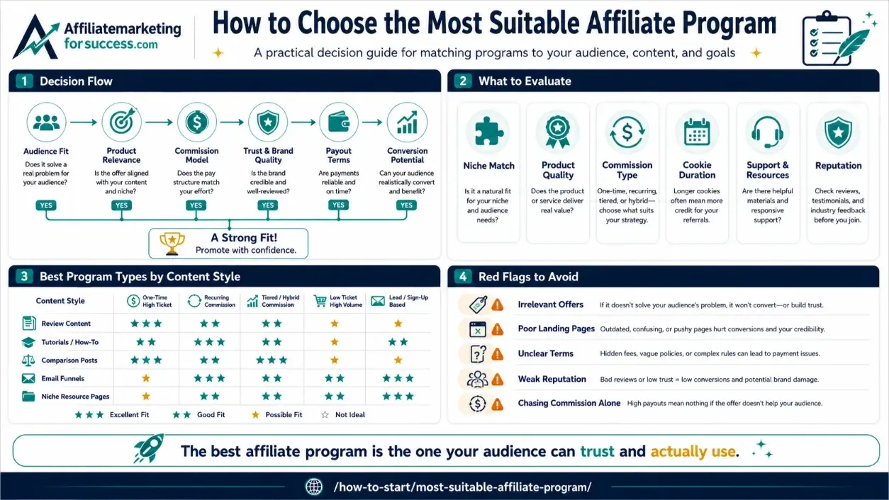 Most Suitable Affiliate Program: How to Choose the Right Partner in 2026 featured infographic image