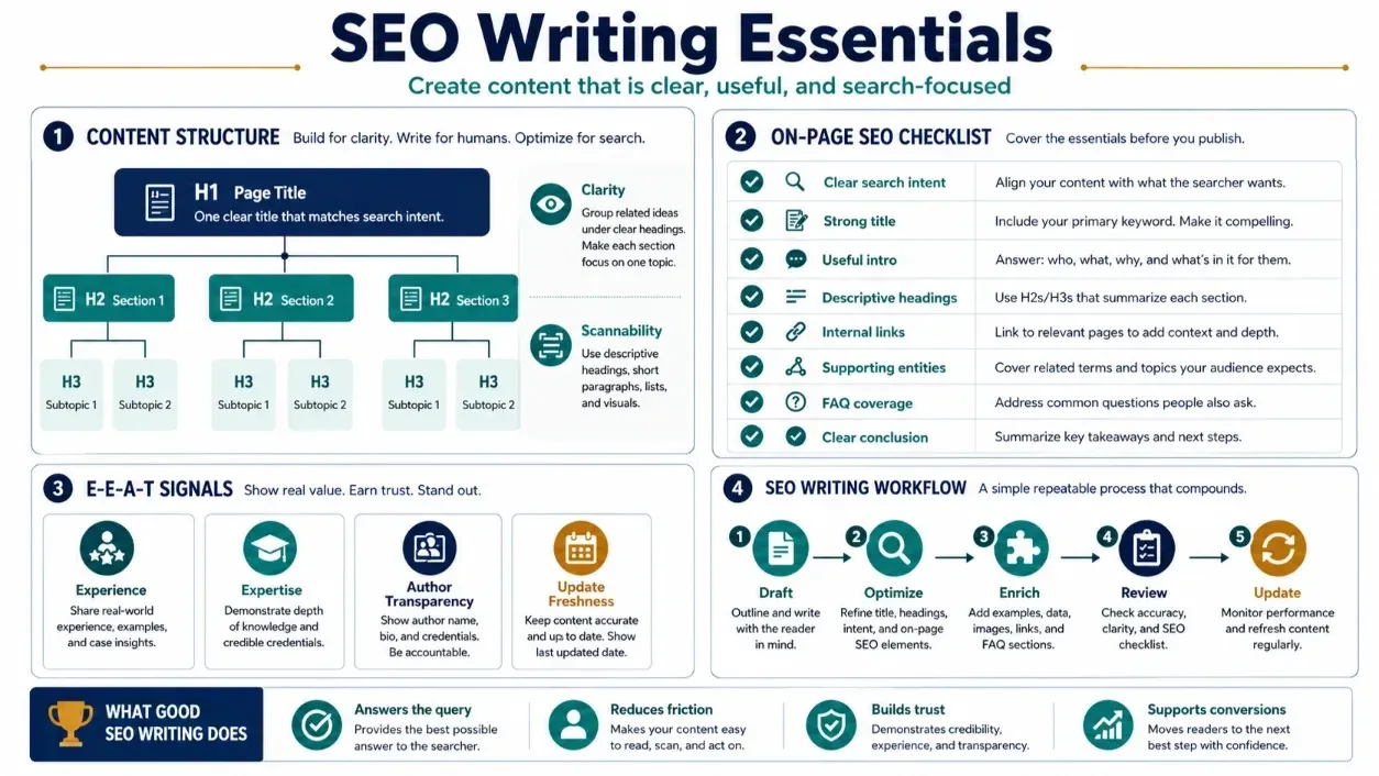 SEO Writing 2026: Complete Guide to Ranking in the AI Era featured infographic image