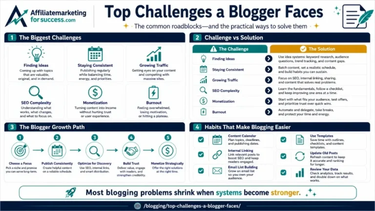 Top 7 Blogging Struggles & Proven Solutions (2026 Guide) featured infographic image