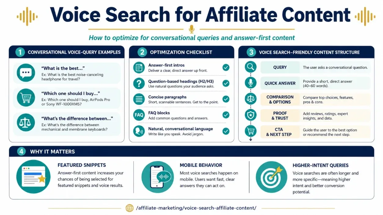 Voice Search for Affiliate Marketing: 2026 SEO Strategy featured infographic image