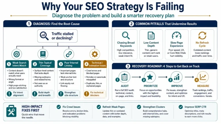Why Your SEO Strategy is Failing (and How to Fix it in 2026) featured infographic image
