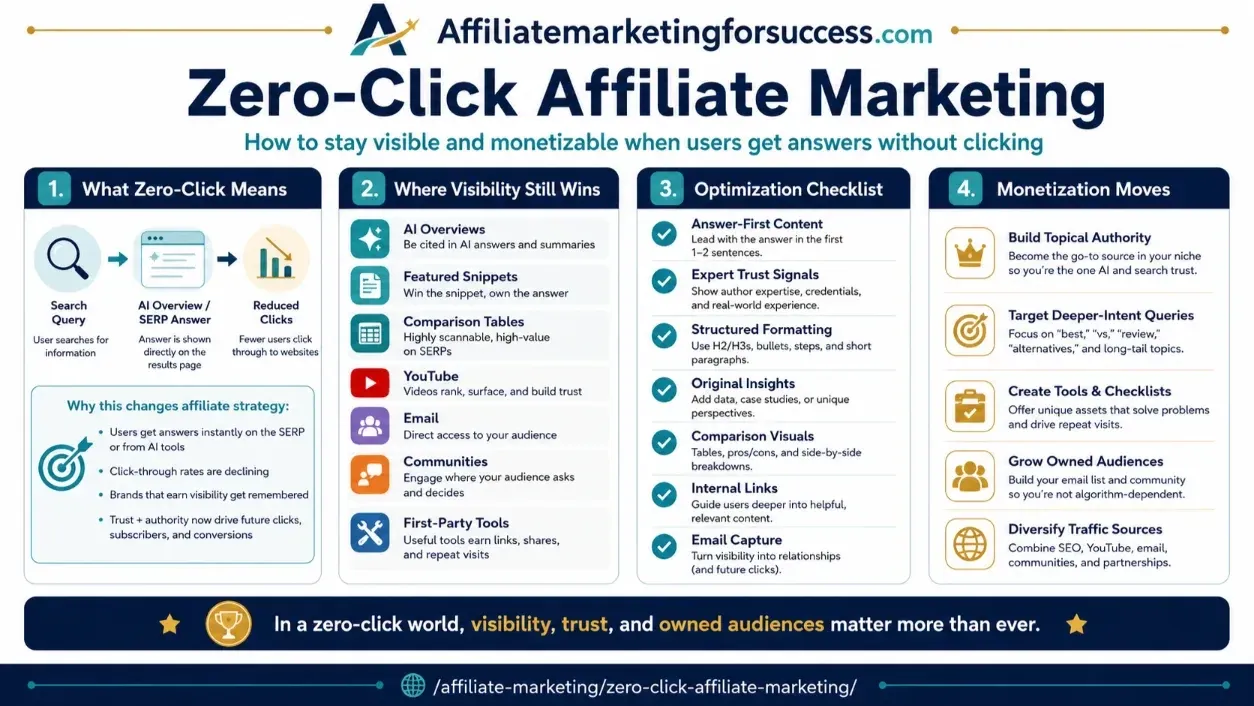 Zero-Click Affiliate Marketing: 2026 Success Guide featured infographic image